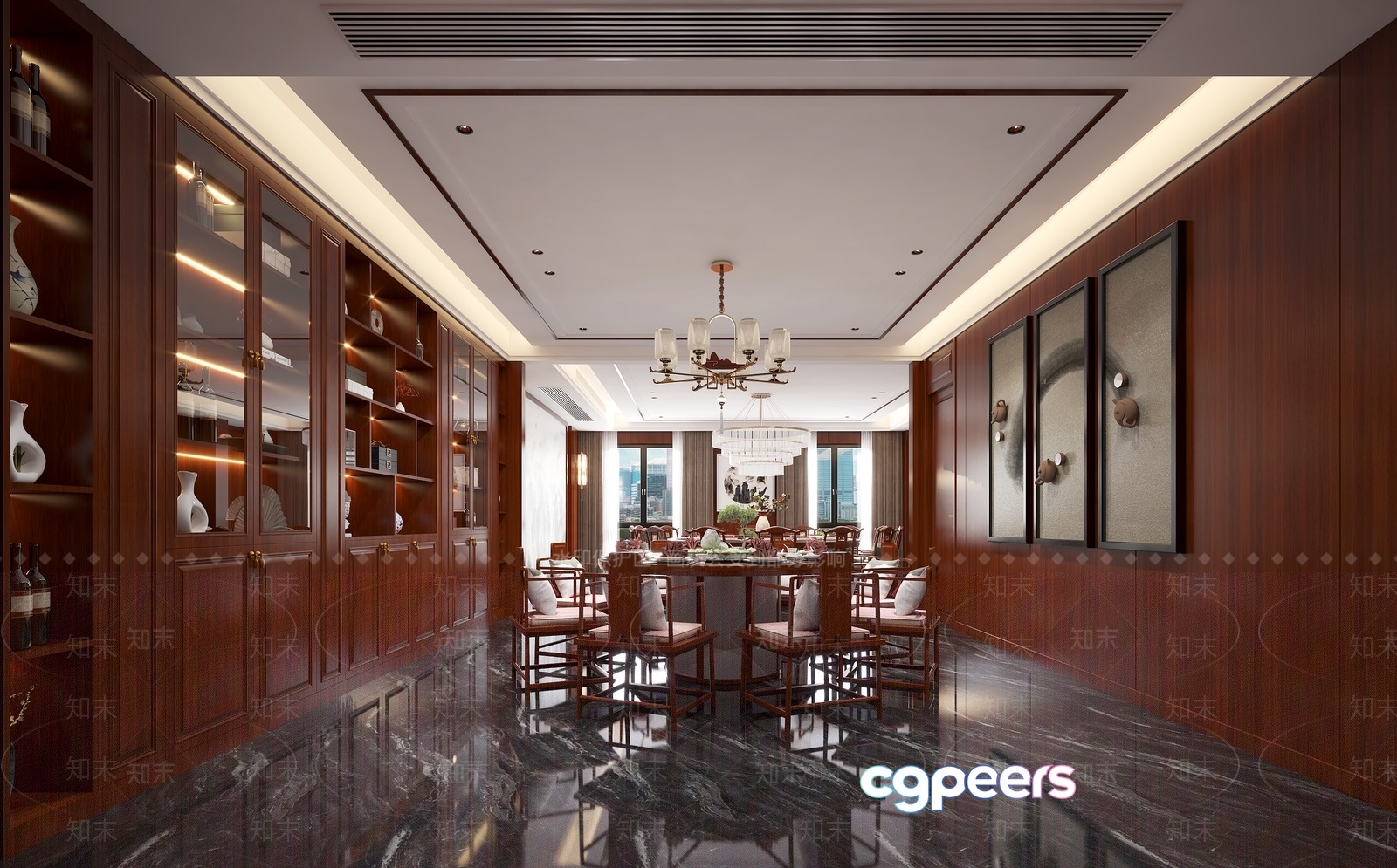 Modern Dining Room 3D Model - 3228 - VRAY Render Modern Dining Room 3D Model - 3228 - VRAY Render