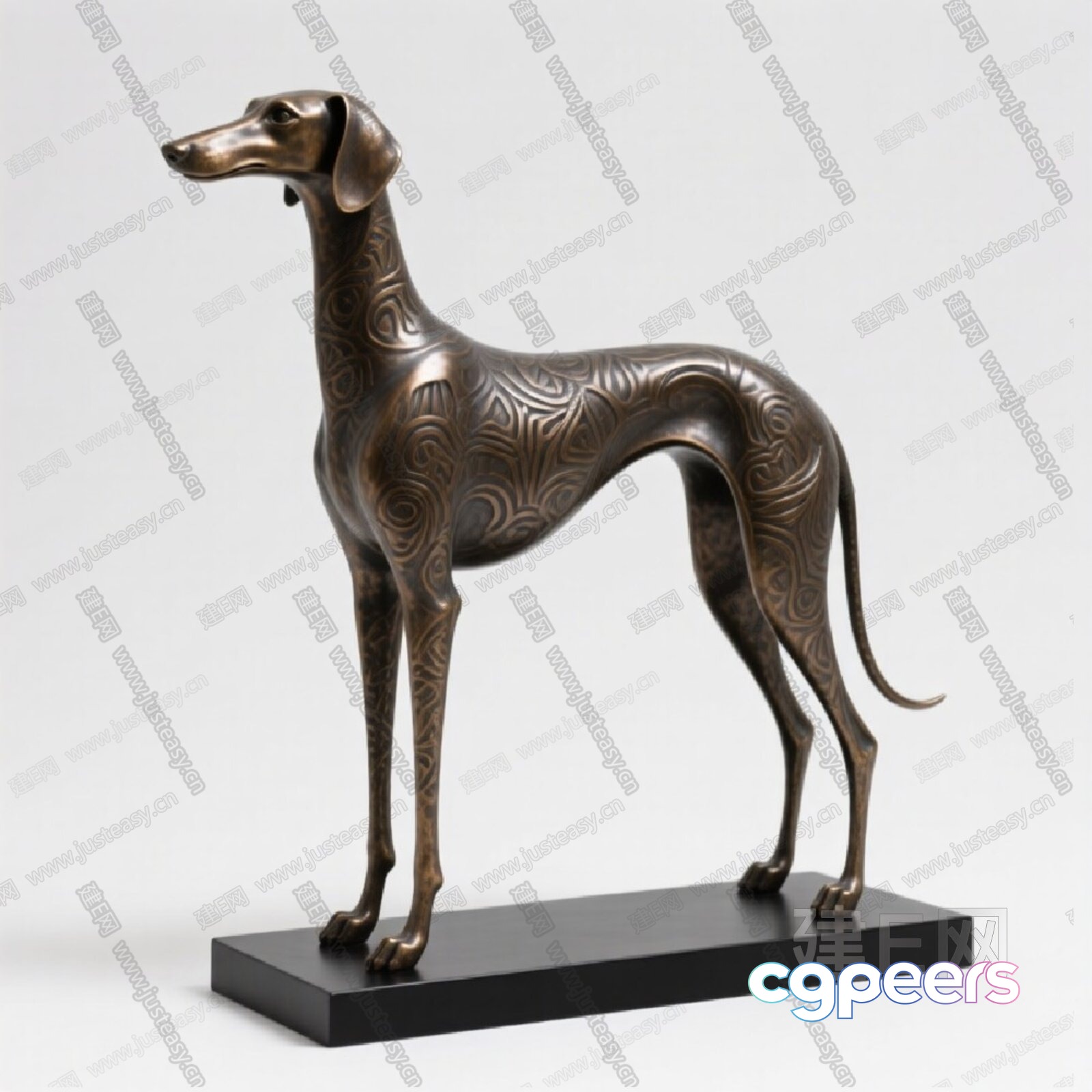 A Bronze Dog Statue 3D Model - 15992 - VRAY Render A Bronze Dog Statue 3D Model - 15992 - VRAY Render