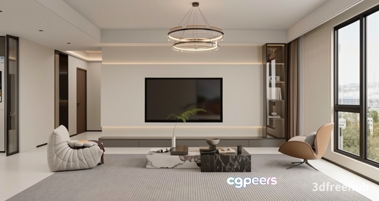 Modern Living Room 3D Model - 22447 - VRAY Render Modern Living Room 3D Model - 22447 - VRAY Render