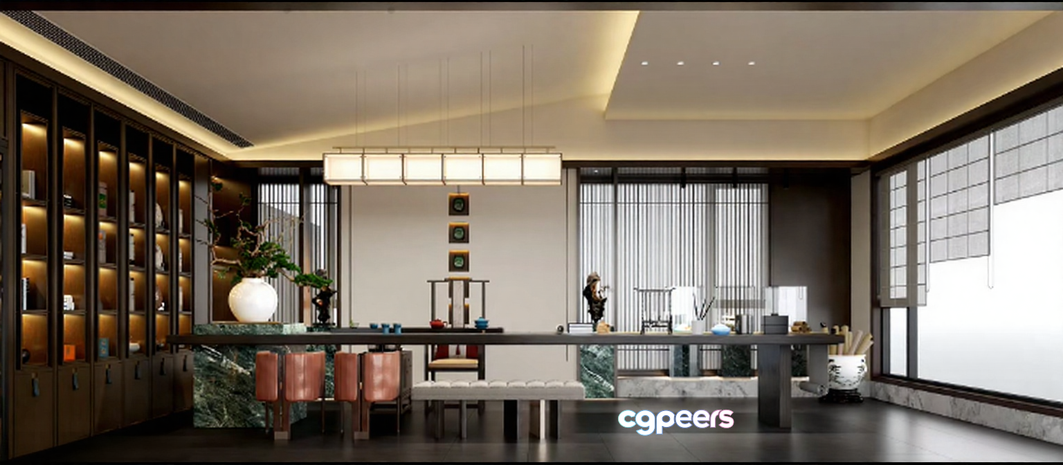 Modern Asian Dining Room 3D Model - 9626 - CORONA Render
