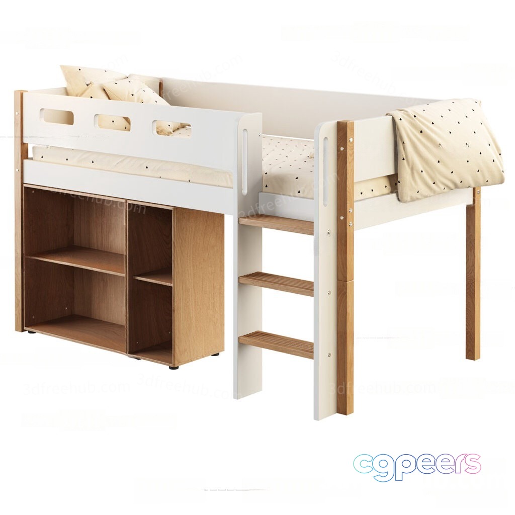 A White And Brown Wooden Bed 3D Model - 19946 - VRAY Render A White And Brown Wooden Bed 3D Model - 19946 - VRAY Render