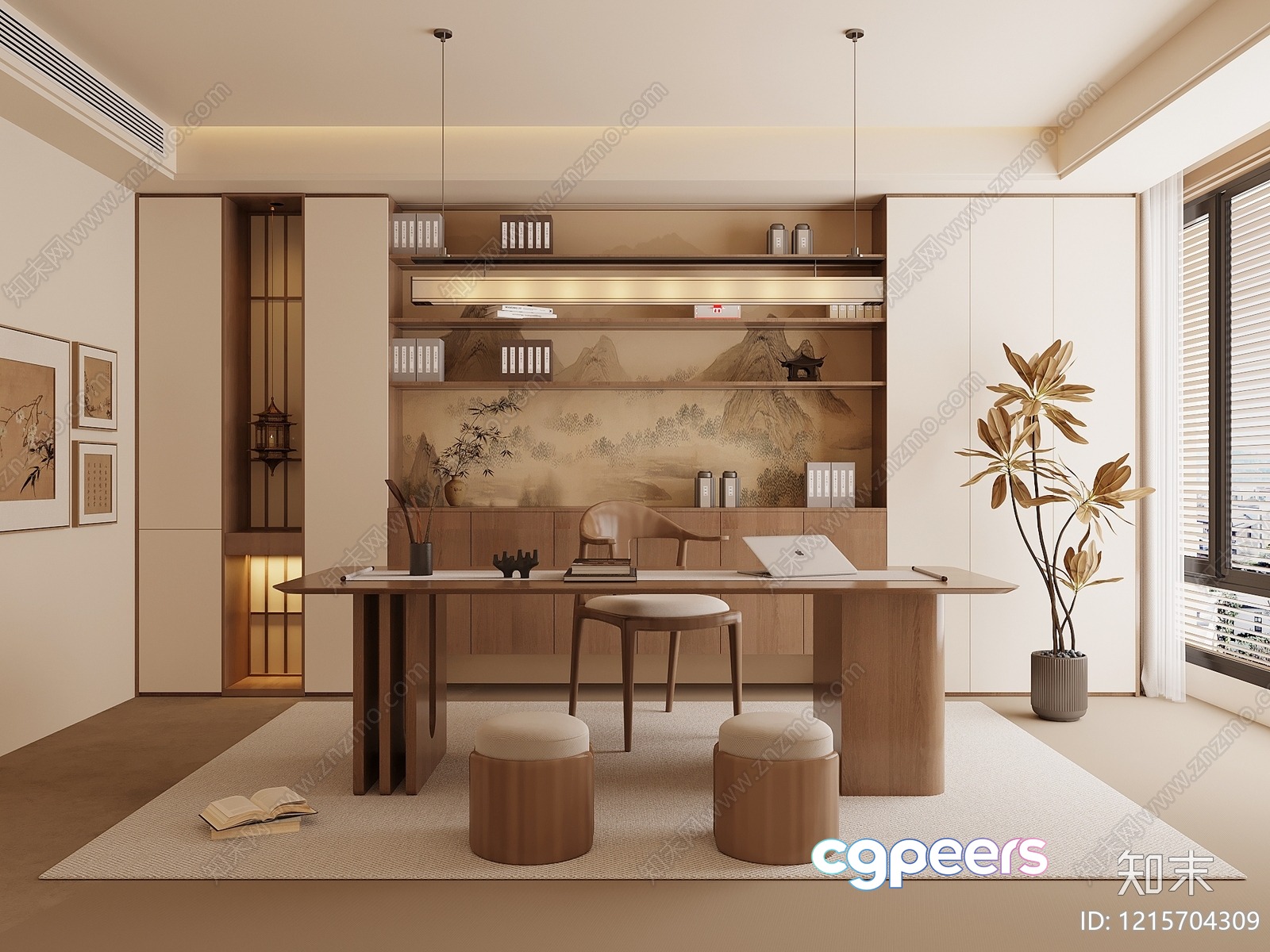 Minimalist Home Office 3D Model - 10191 - VRAY Render