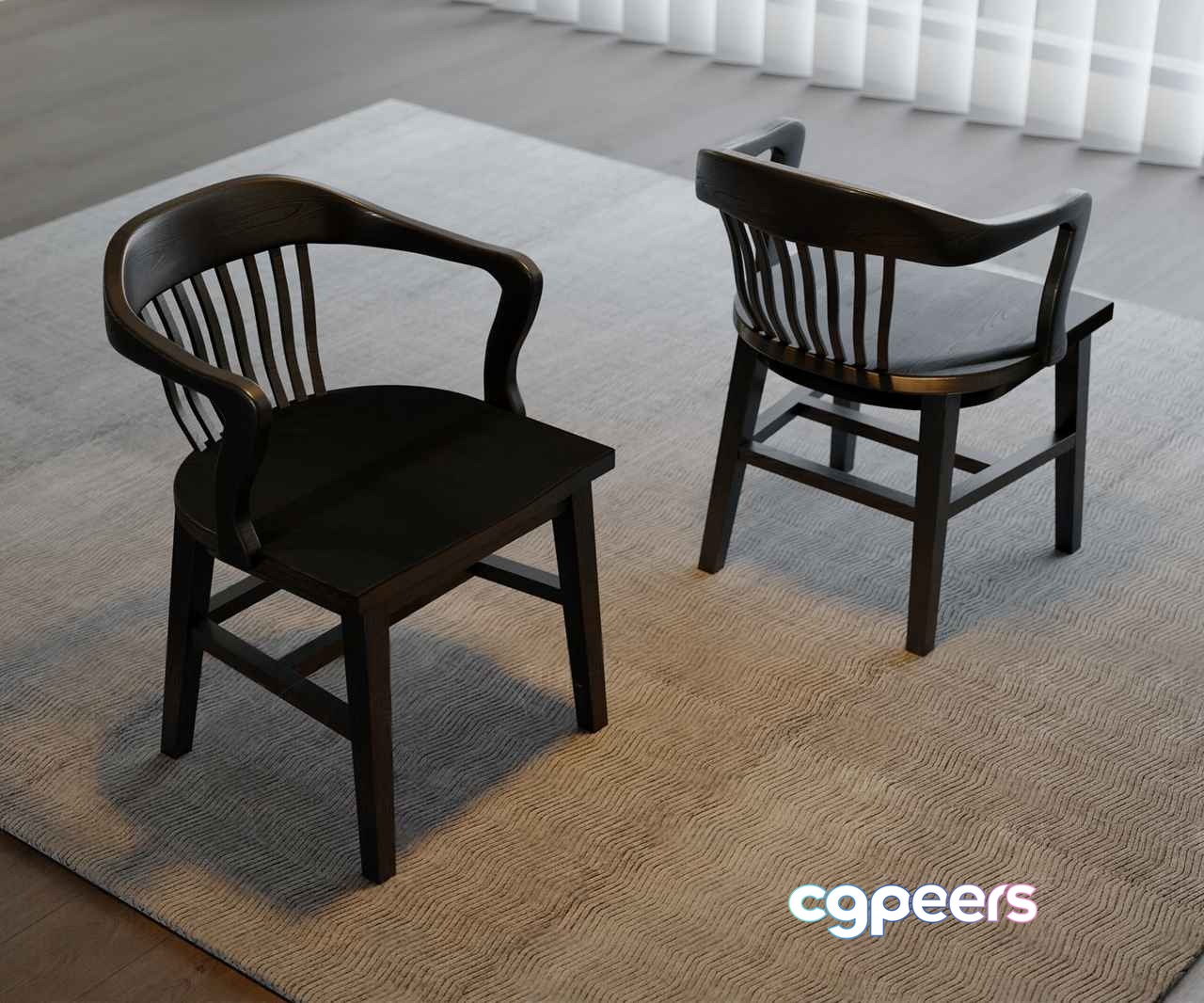 Wooden Office Chairs 3D Model - 3545 - VRAY Render