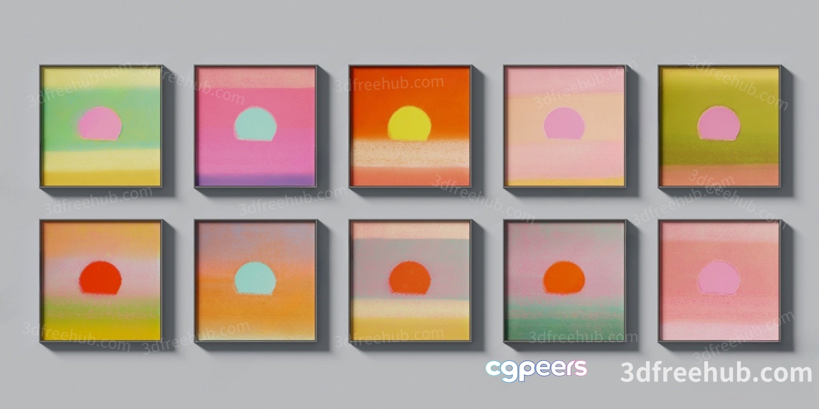 Nine Abstract Paintings 3D Model - 19313 - VRAY Render Nine Abstract Paintings 3D Model - 19313 - VRAY Render