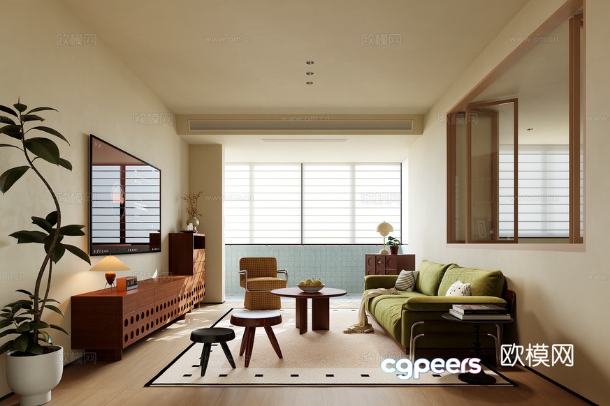 Modern Living Room 3D Model - 7642 - CORONA Render Modern Living Room 3D Model - 7642 - CORONA Render
