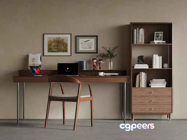Modern Wooden Desk 3D Model - 15909 - VRAY Render Modern Wooden Desk 3D Model - 15909 - VRAY Render