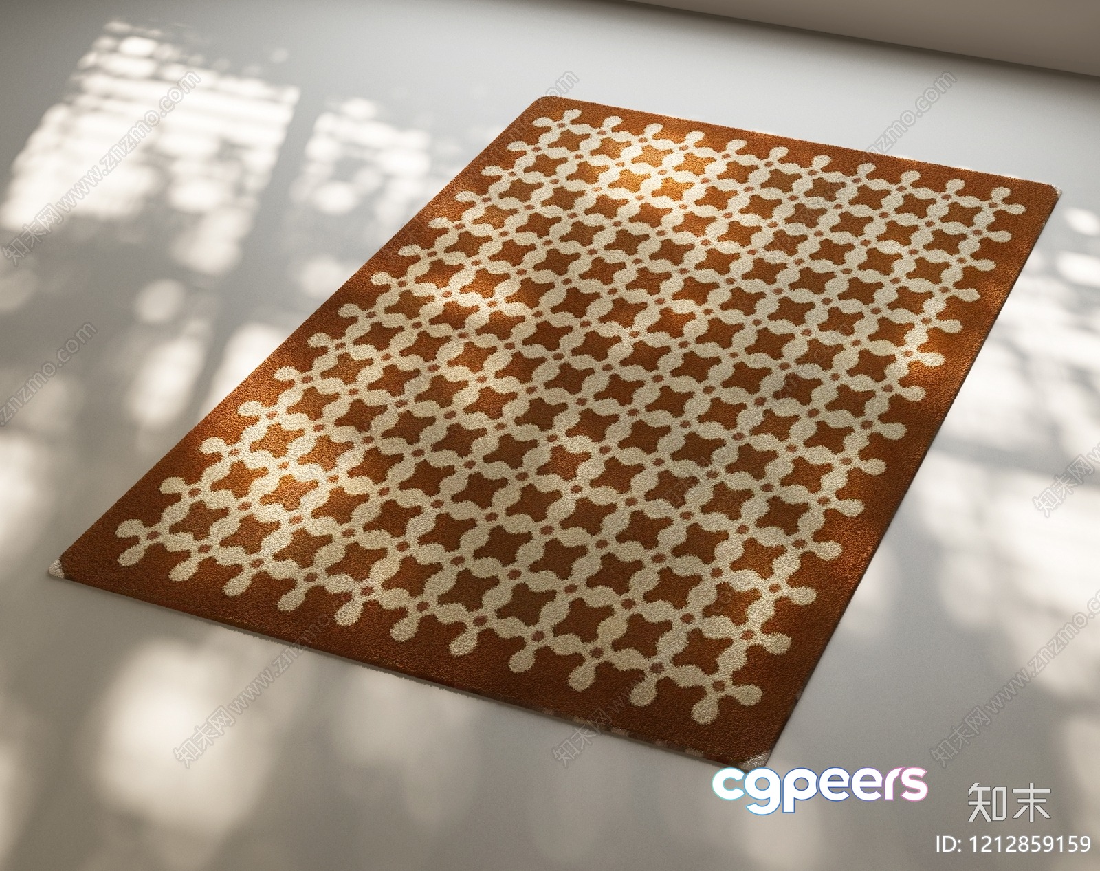 A Brown And White Rug 3D Model - 12183 - VRAY Render