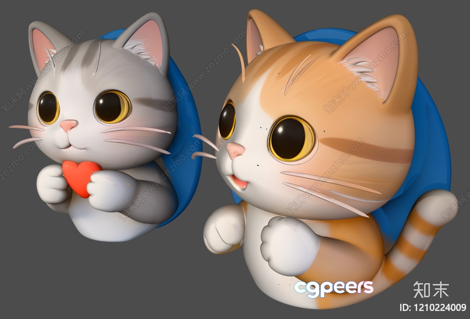 Two Cartoon Cats 3D Model - 10615 - VRAY Render Two Cartoon Cats 3D Model - 10615 - VRAY Render