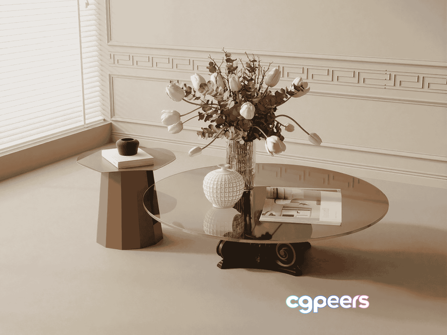 Modern Glass Table 3D Model - 14628 - VRAY Render