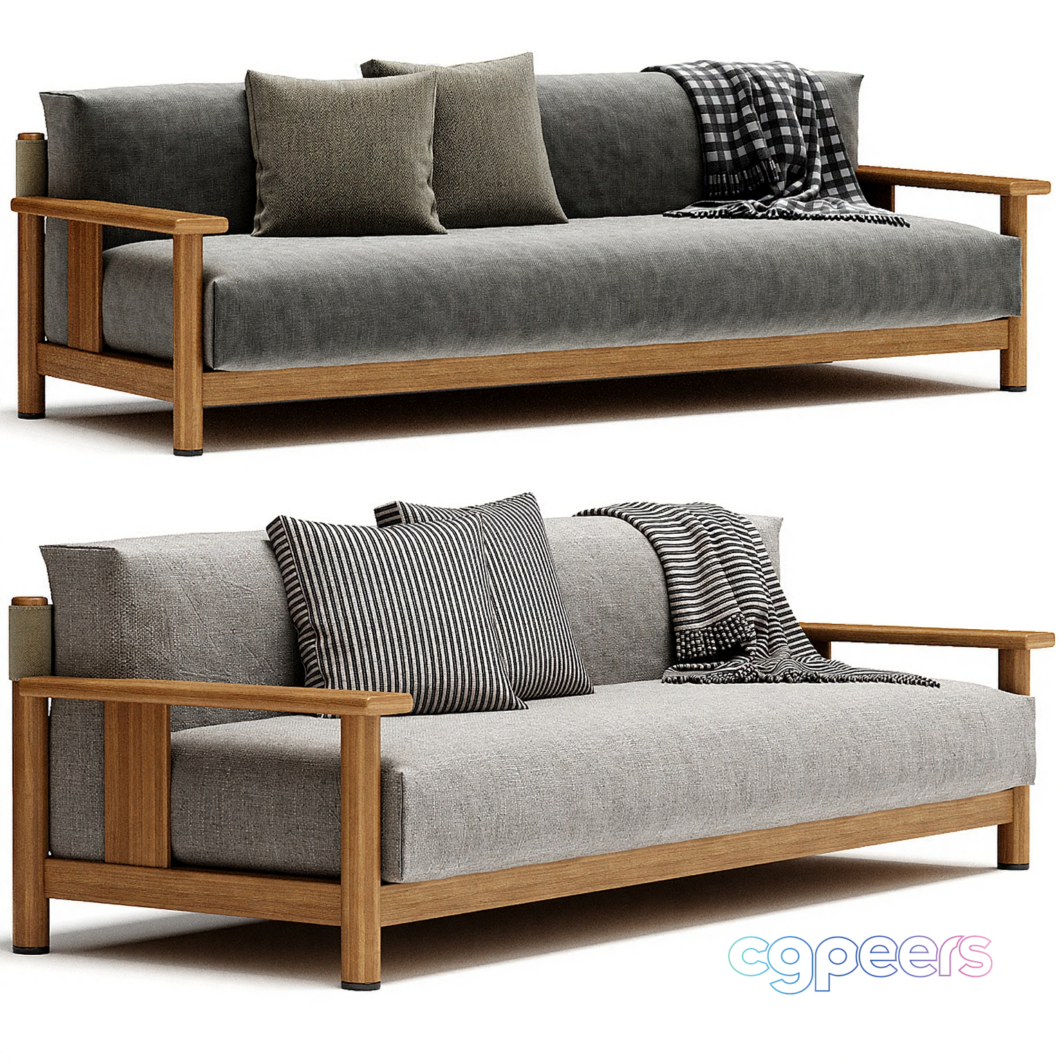 Modern Wood Sofa 3D Model - 3636 - CORONA Render