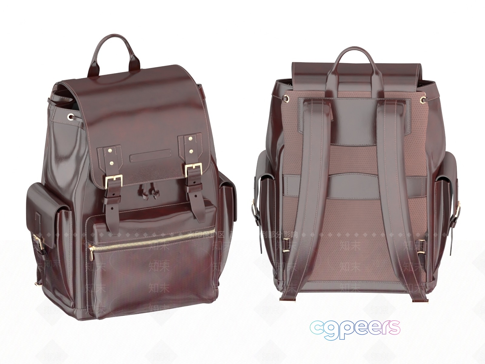 A Brown Leather Backpack 3D Model - 8385 - VRAY Render A Brown Leather Backpack 3D Model - 8385 - VRAY Render