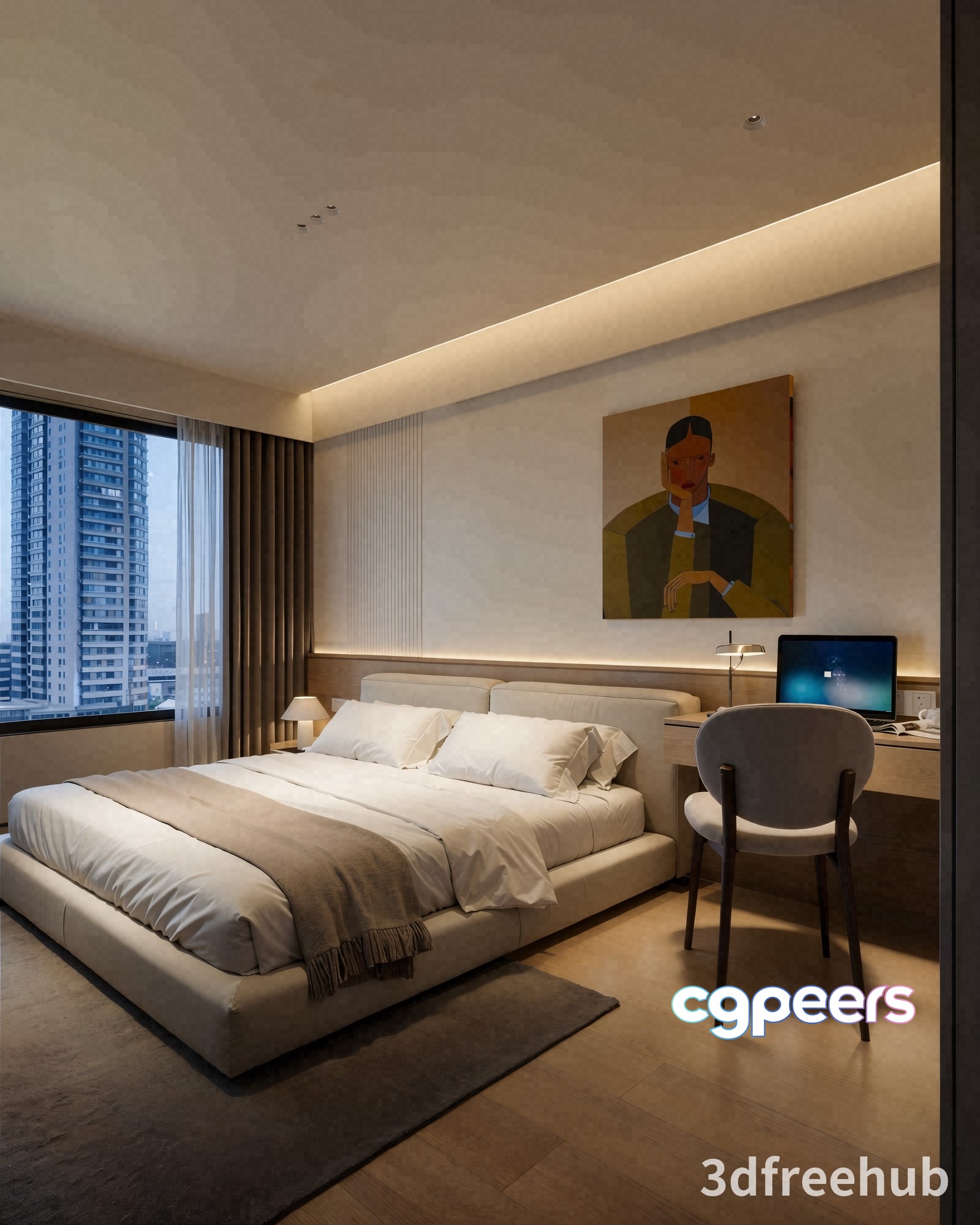 Modern Bedroom Suite 3D Model - 22258 - VRAY Render Modern Bedroom Suite 3D Model - 22258 - VRAY Render