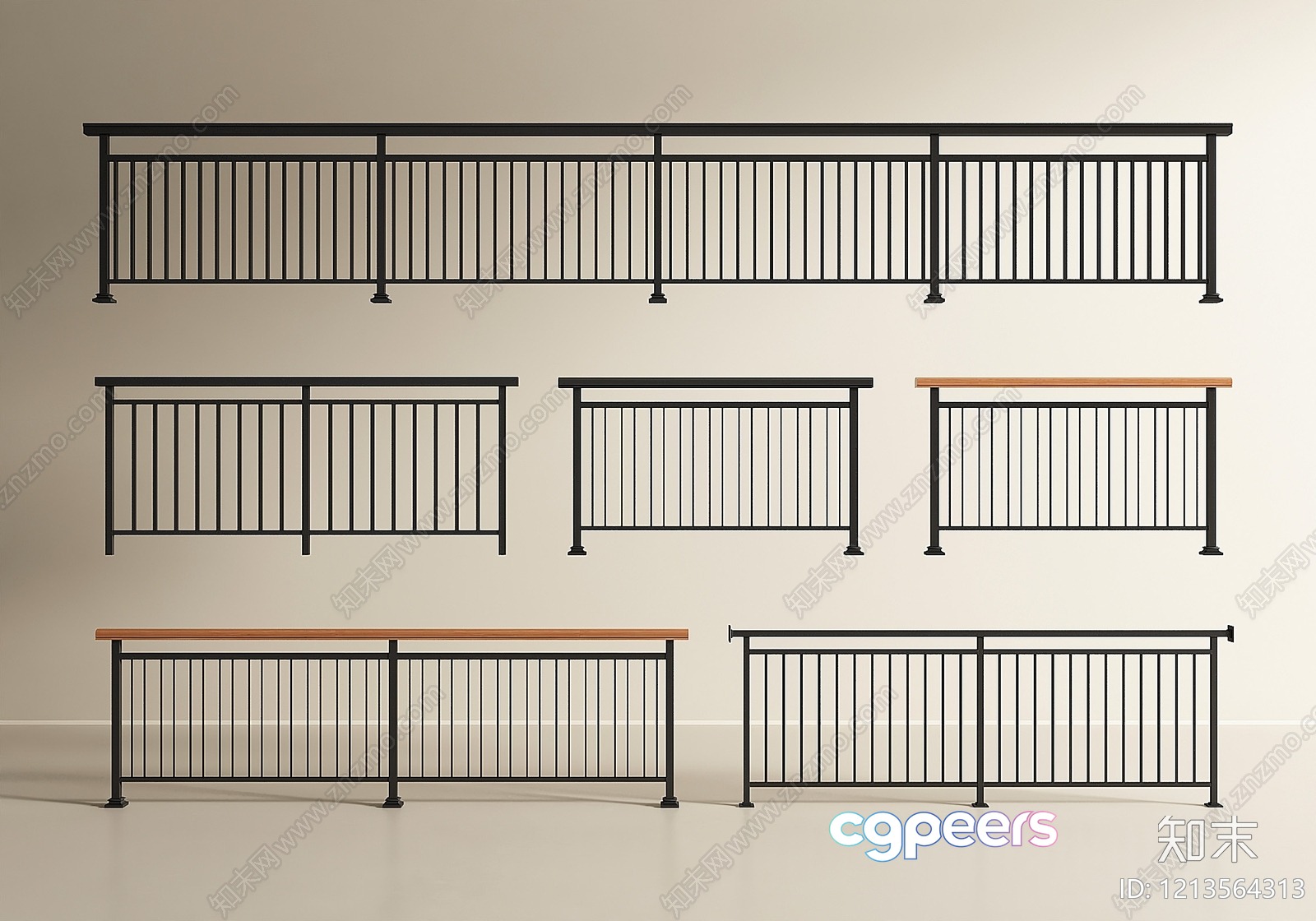 Black Metal Railings With Wooden Tops 3D Model - 23212 - VRAY Render Black Metal Railings With Wooden Tops 3D Model - 23212 - VRAY Render