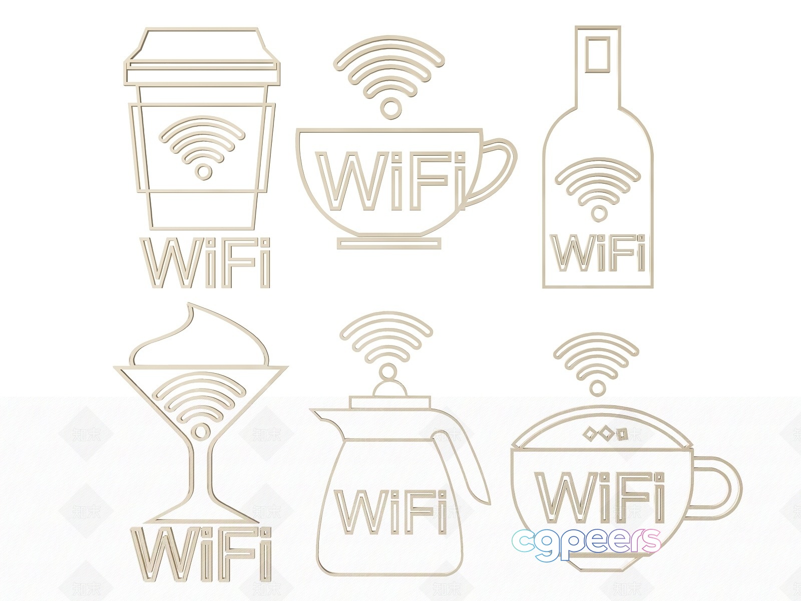 A Collection Of Wi-Fi Symbols 3D Model - 12272 - VRAY Render A Collection Of Wi-Fi Symbols 3D Model - 12272 - VRAY Render