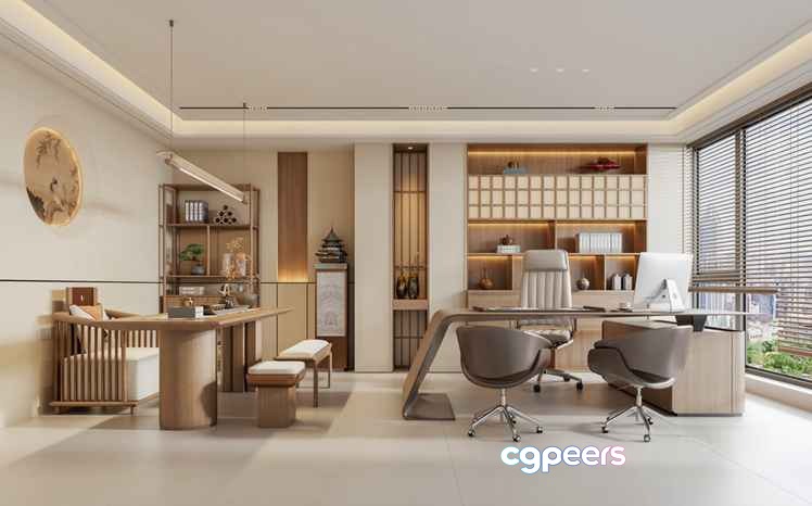 Modern Office Space 3D Model - 6056 - VRAY Render Modern Office Space 3D Model - 6056 - VRAY Render