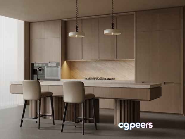 Modern Kitchen 3D Model - 6399 - VRAY Render