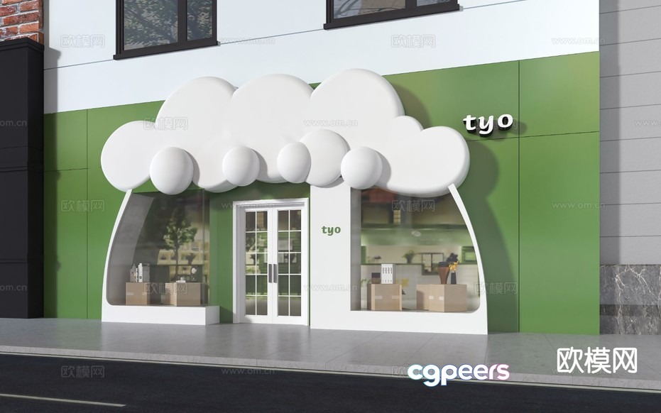 A Storefront With A Unique Cloud-Shaped Design 3D Model - 2662 - VRAY Render A Storefront With A Unique Cloud-Shaped Design 3D Model - 2662 - VRAY Render