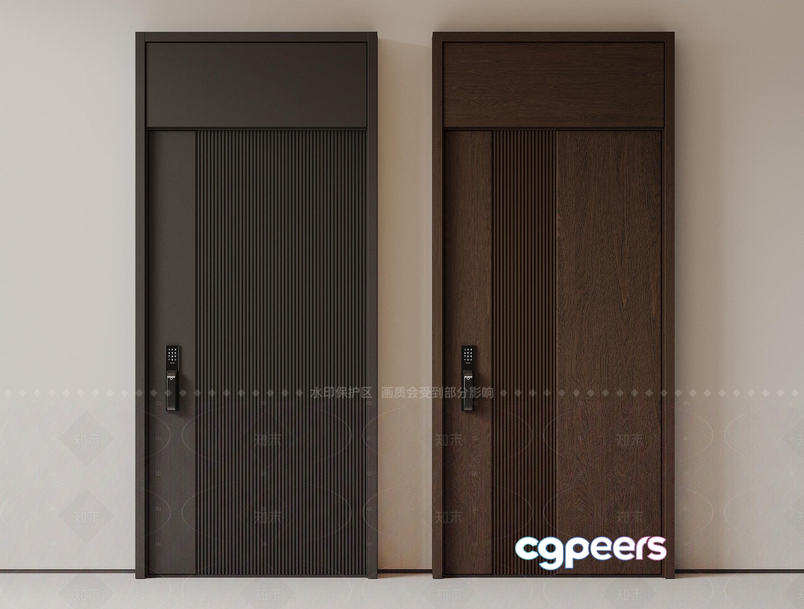 A Pair Of Brown Doors 3D Model - 12779 - VRAY Render