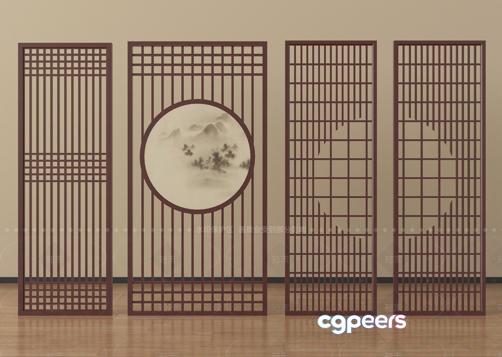 Chinese Room Divider 3D Model - 7155 - VRAY Render