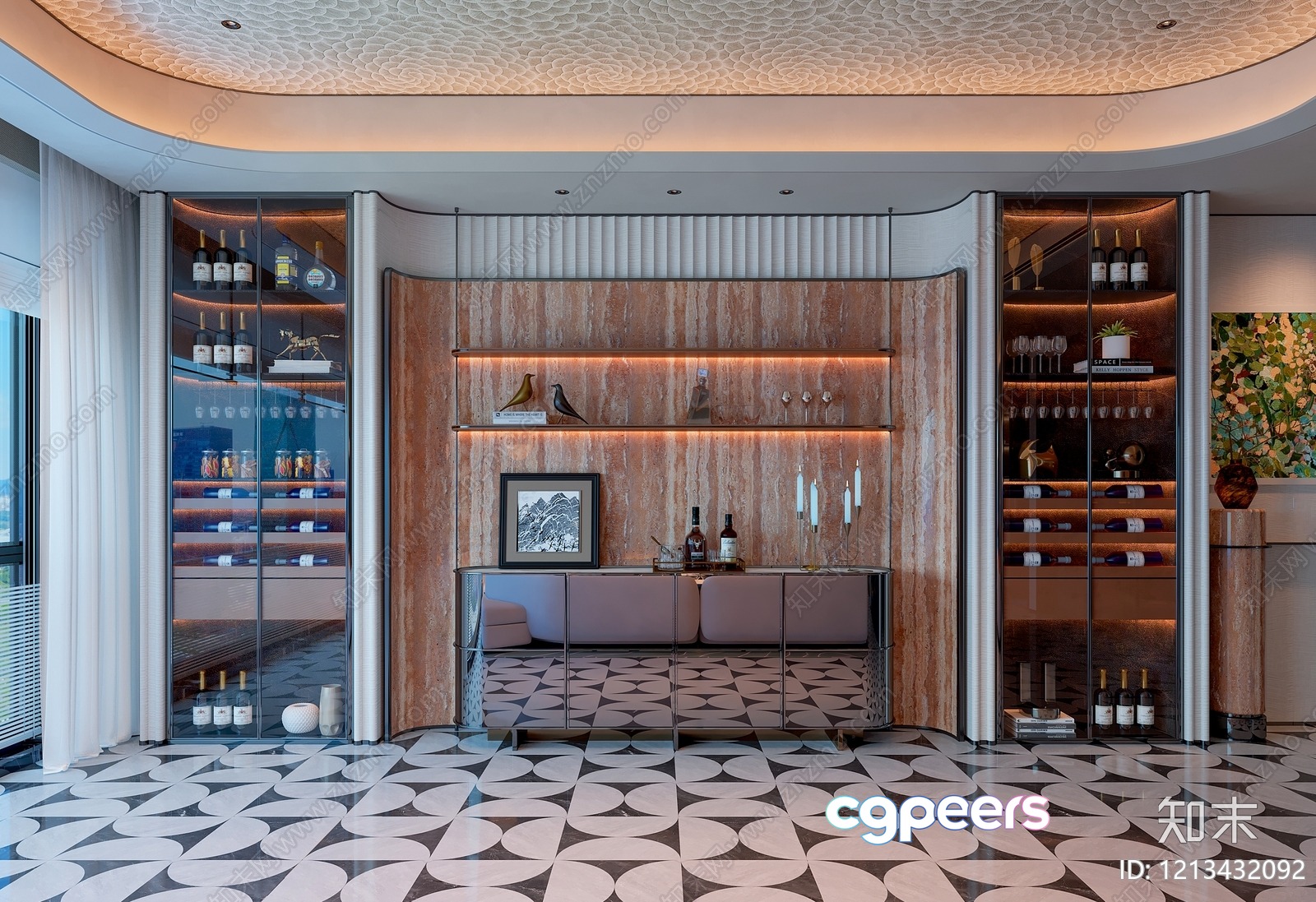 Modern Wine Storage Room 3D Model - 7004 - VRAY Render