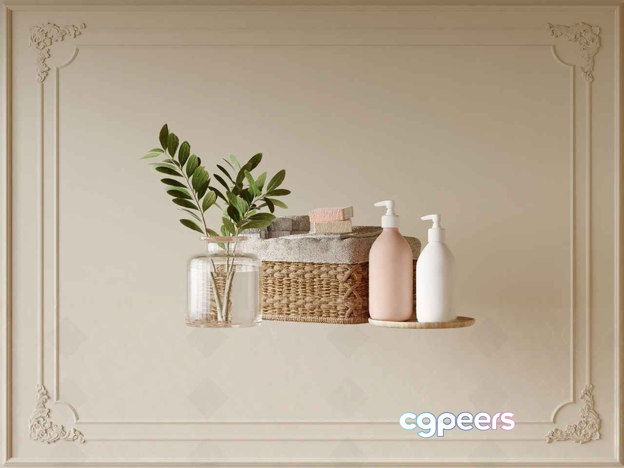 A Wall With A Shelf 3D Model - 10447 - CORONA Render A Wall With A Shelf 3D Model - 10447 - CORONA Render