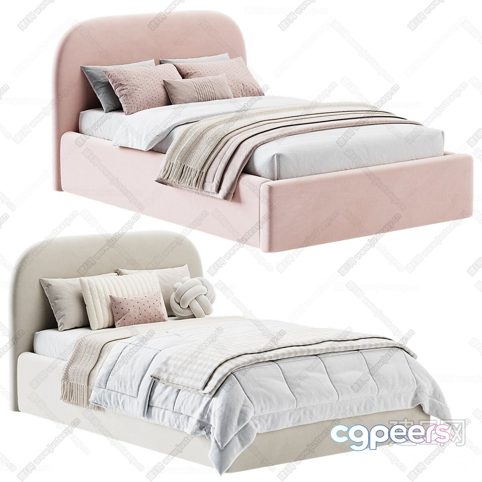 Modern Upholstered Beds 3D Model - 6252 - CORONA Render