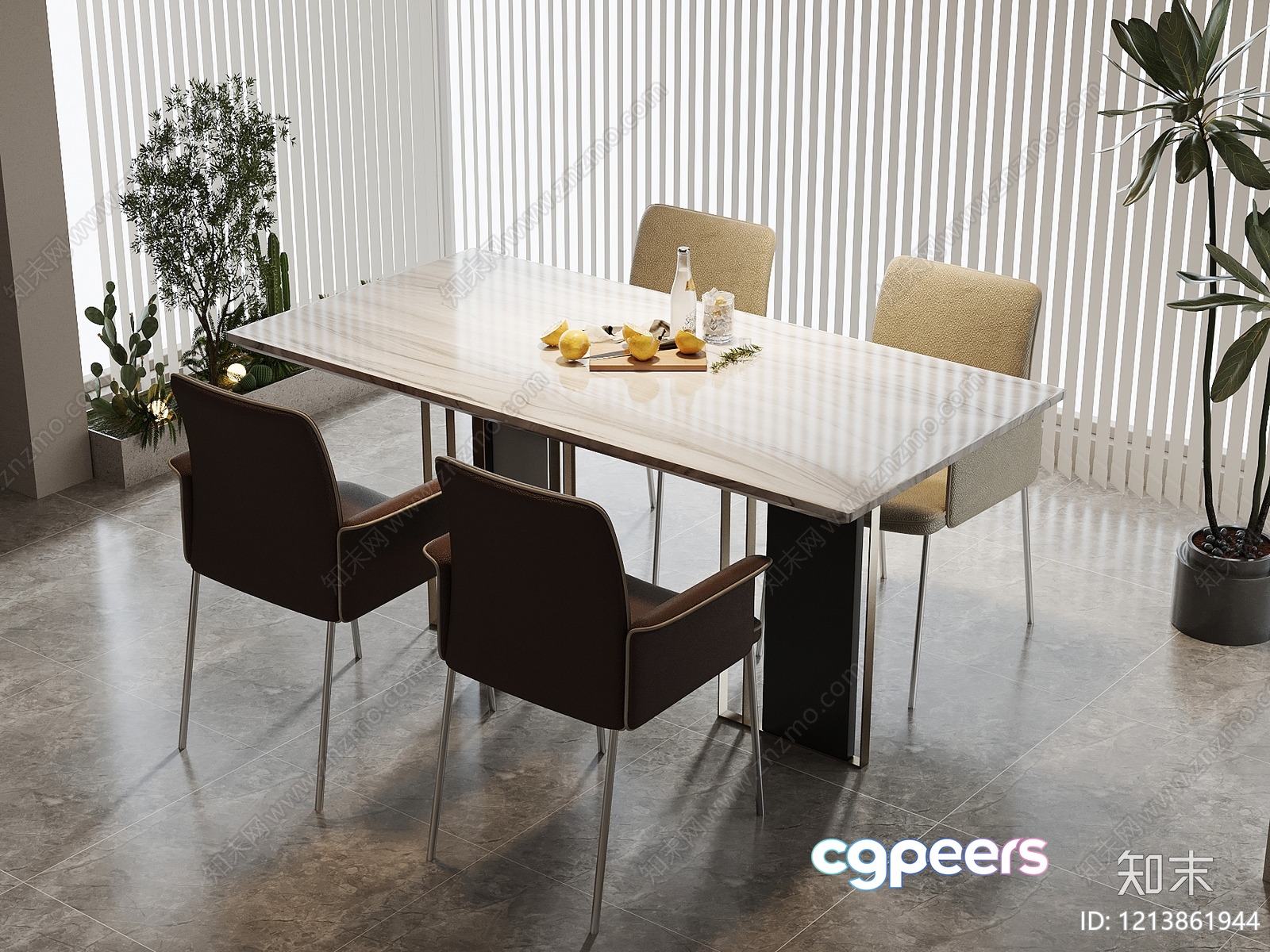 Modern Dining Room 3D Model - 16519 - VRAY Render