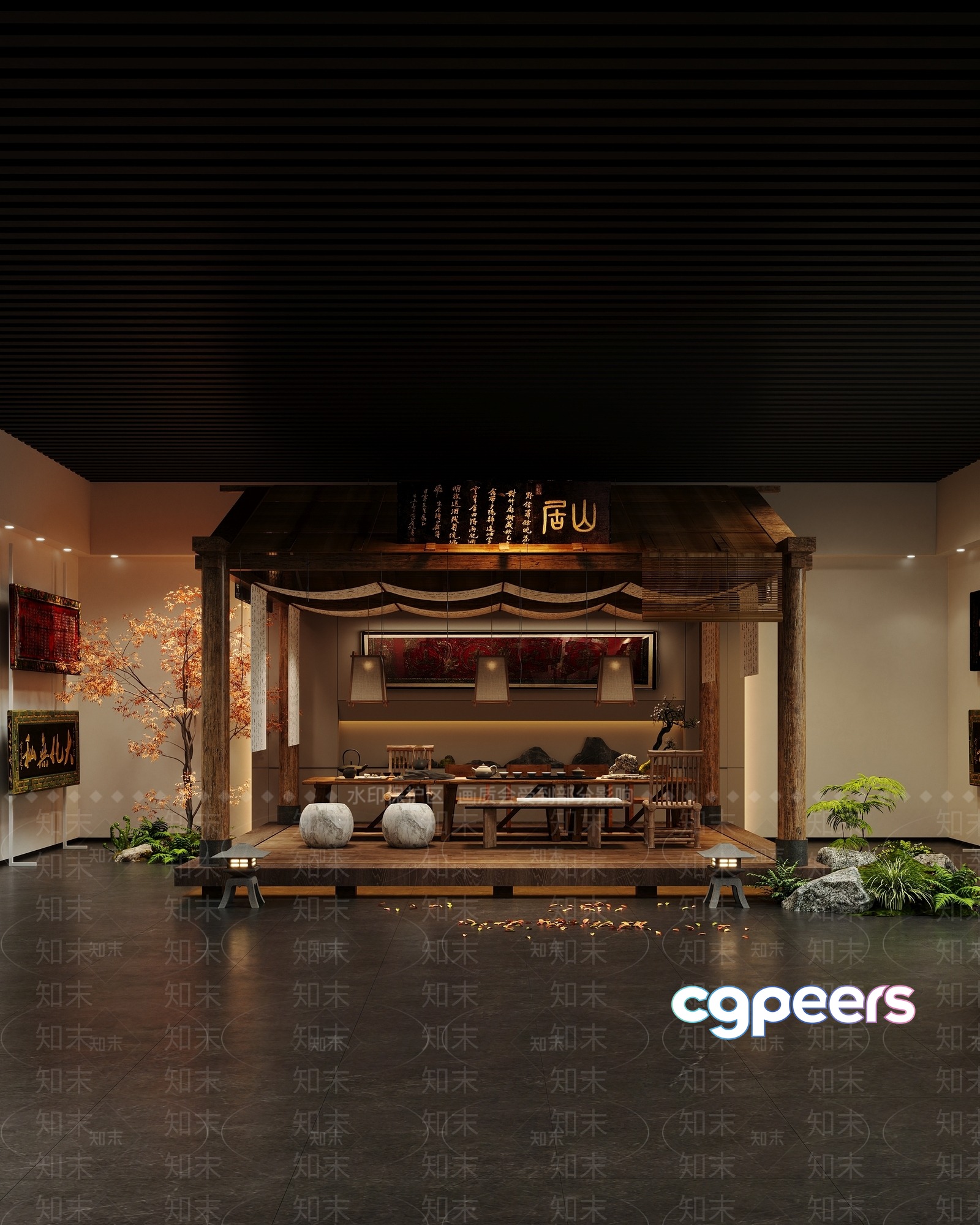 A Japanese-Style Restaurant Or Tea House 3D Model - 13087 - VRAY Render A Japanese-Style Restaurant Or Tea House 3D Model - 13087 - VRAY Render