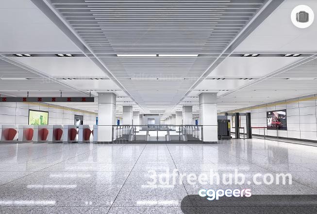 The Main Subject Is A Modern Airport Terminal With White Walls And Floors 3D Model - 18770 - VRAY Render