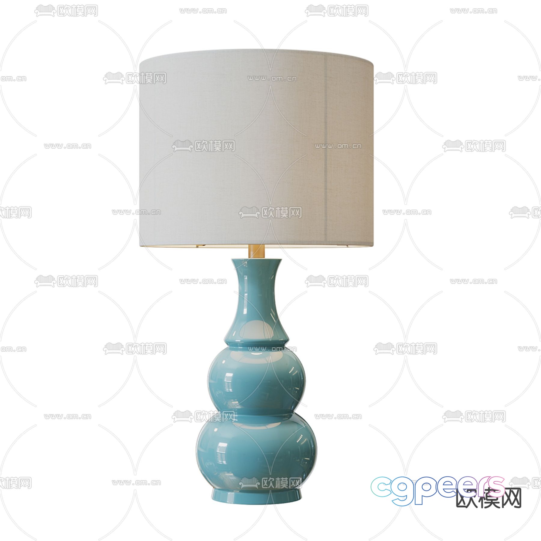 Blue Lamp With A White Shade 3D Model - 19127 - VRAY Render