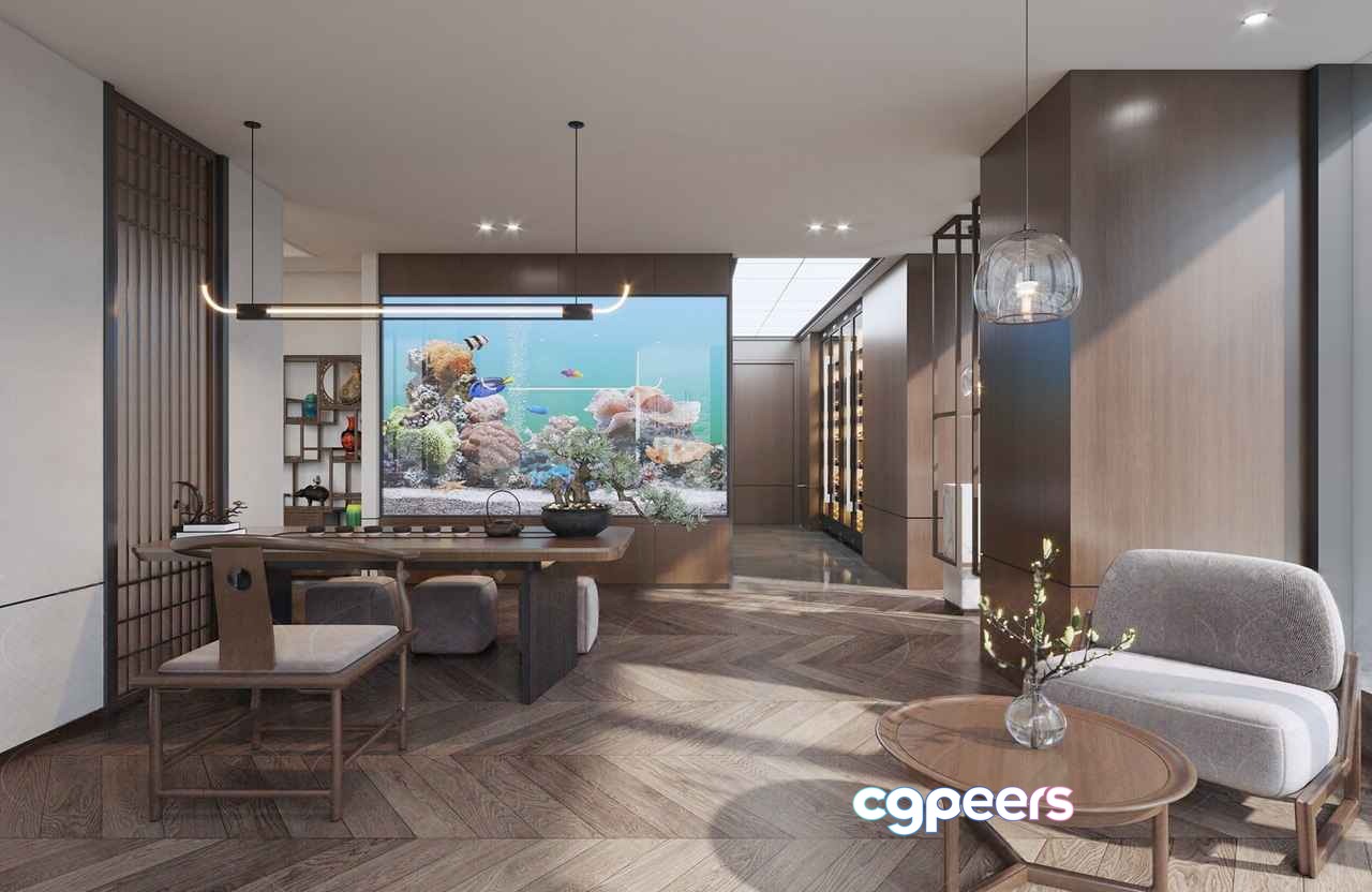 Modern Living Room 3D Model - 9589 - CORONA Render Modern Living Room 3D Model - 9589 - CORONA Render