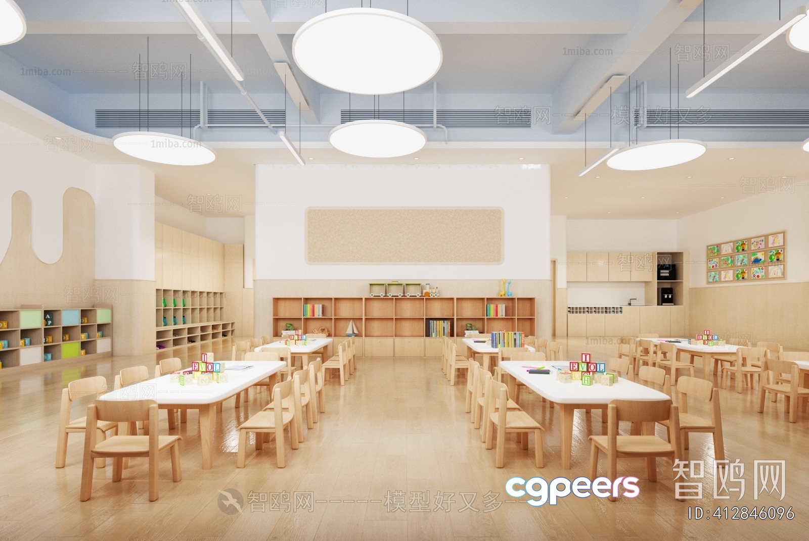 Modern Classroom 3D Model - 9691 - VRAY Render
