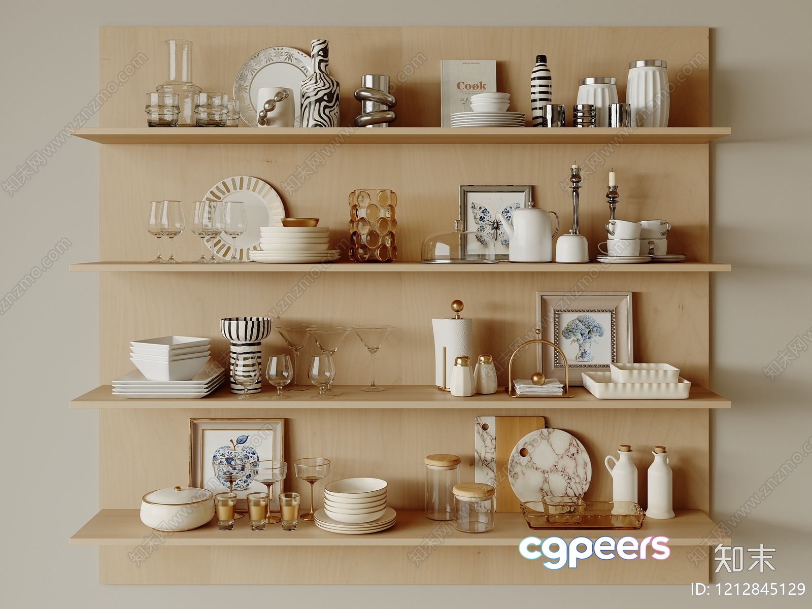 Modern Wooden Shelves 3D Model - 2422 - VRAY Render