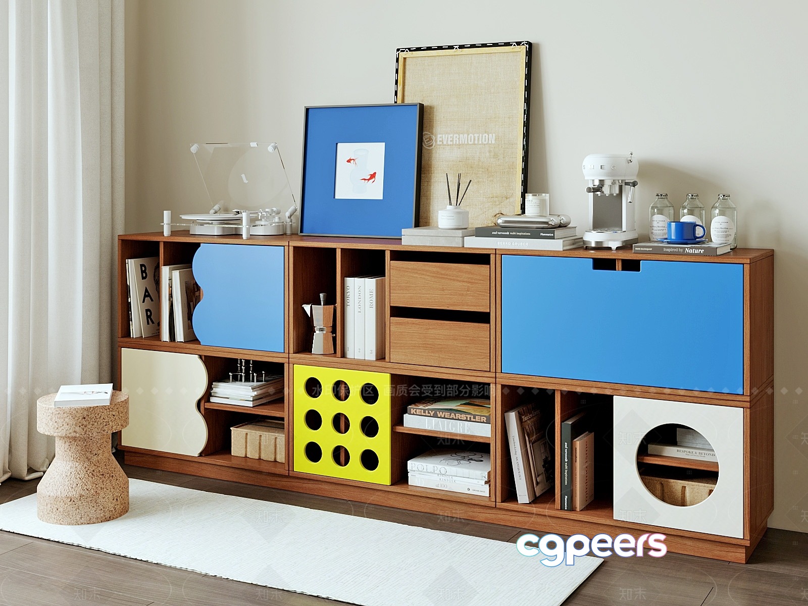 Modern Shelving Unit 3D Model - 8893 - VRAY Render Modern Shelving Unit 3D Model - 8893 - VRAY Render