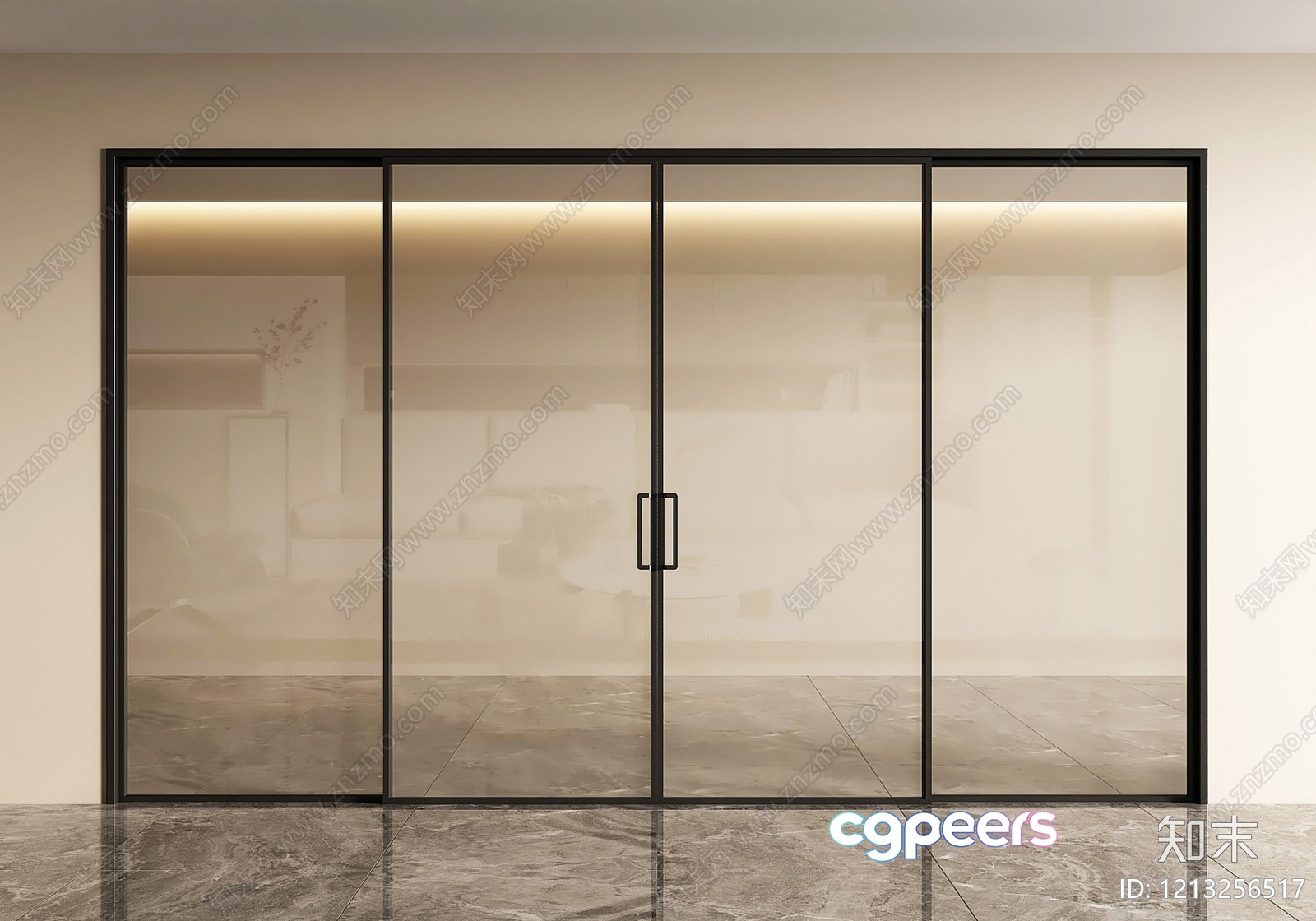 Modern Glass Doors 3D Model - 16193 - VRAY Render