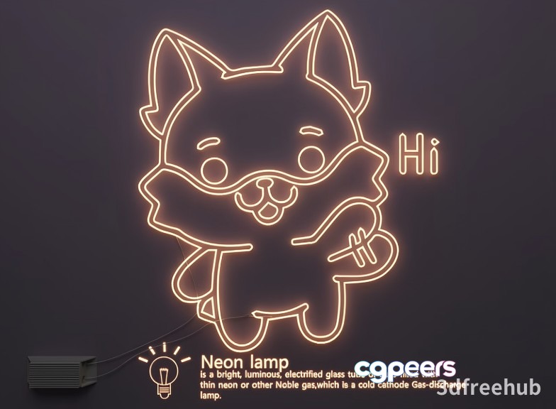 A Neon Lamp Is A Main Subject With A Characteristic Of Being Bright And Lumin 3D Model - 21251 - VRAY Render