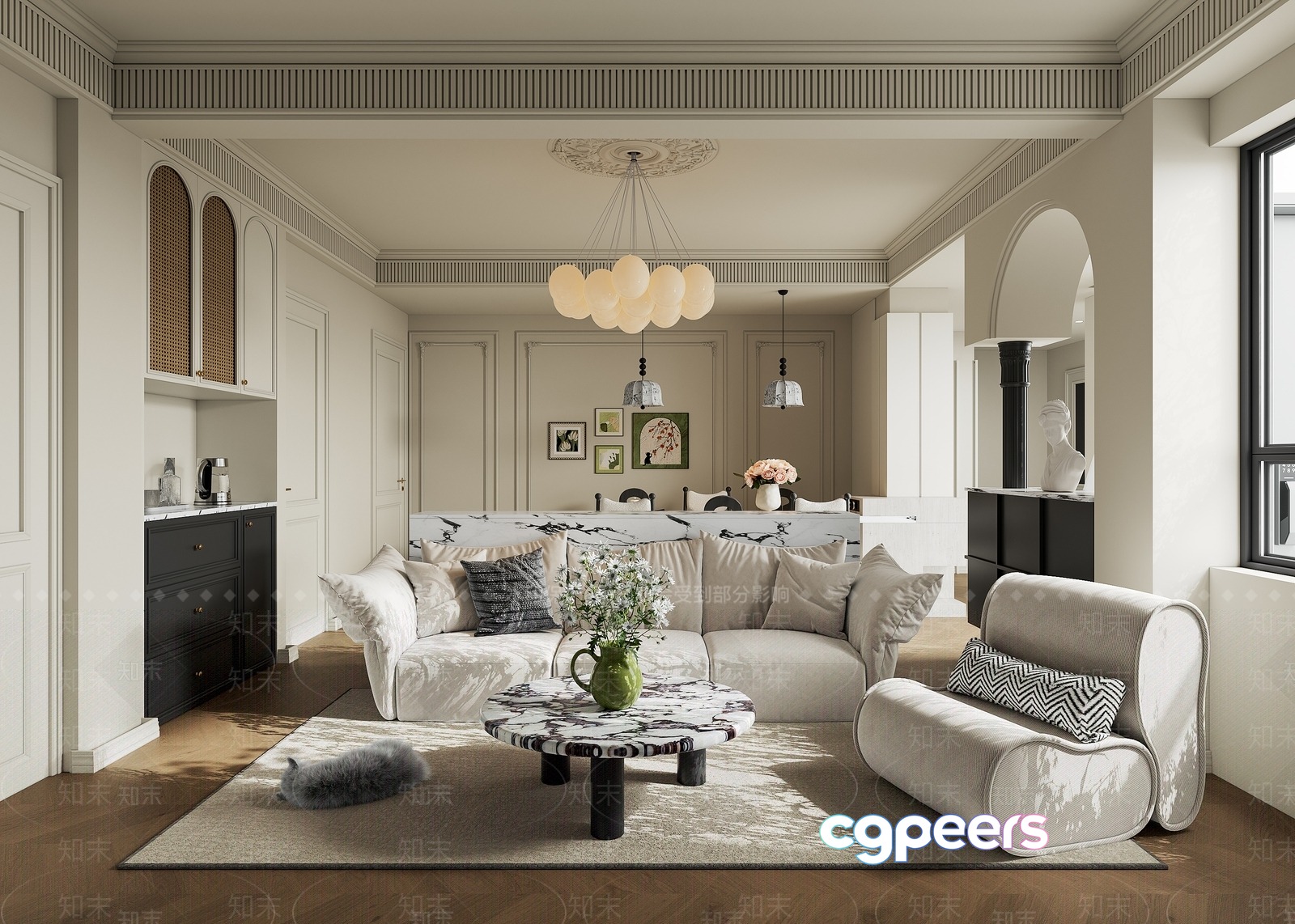 Modern Living Room 3D Model - 19057 - VRAY Render