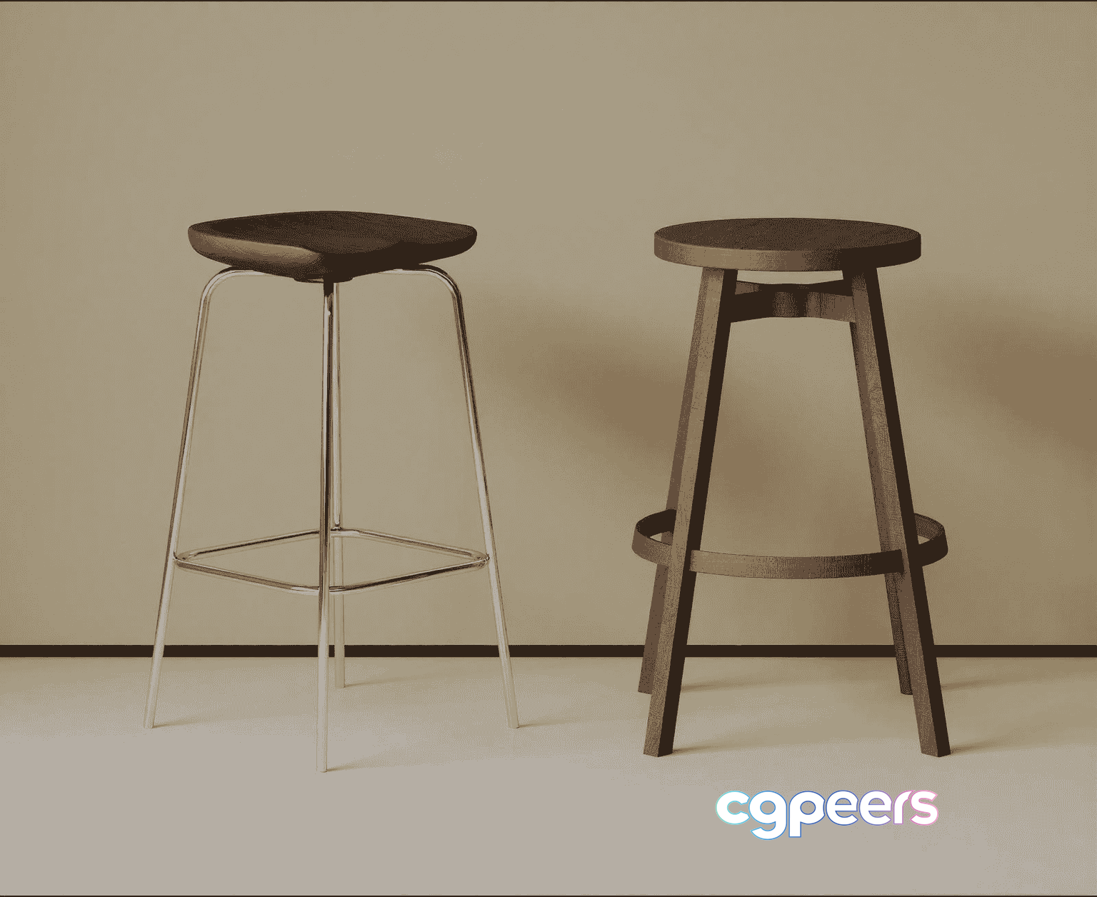Two Stools 3D Model - 15871 - VRAY Render