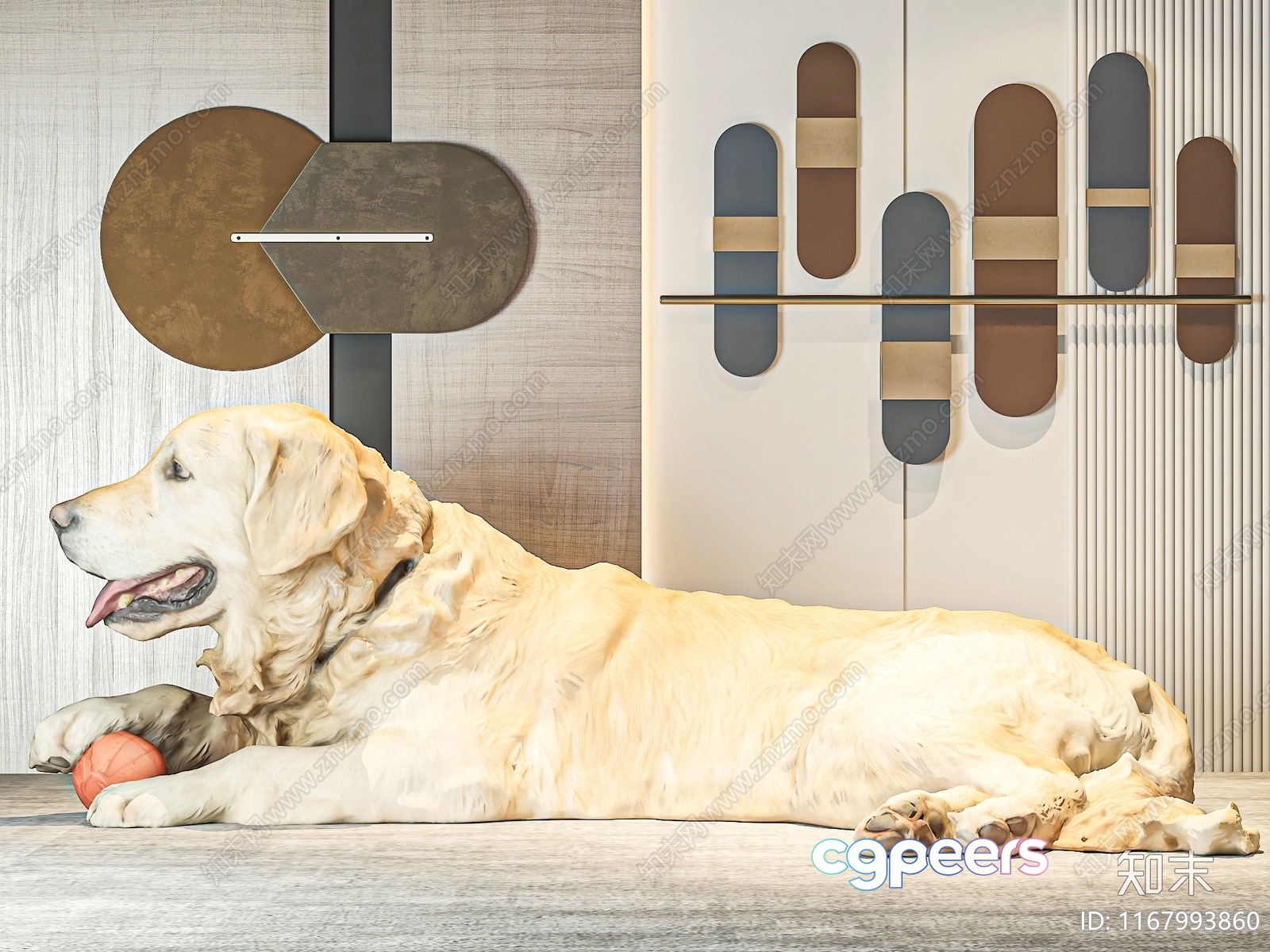 A Dog Lying On The Floor 3D Model - 14984 - VRAY Render