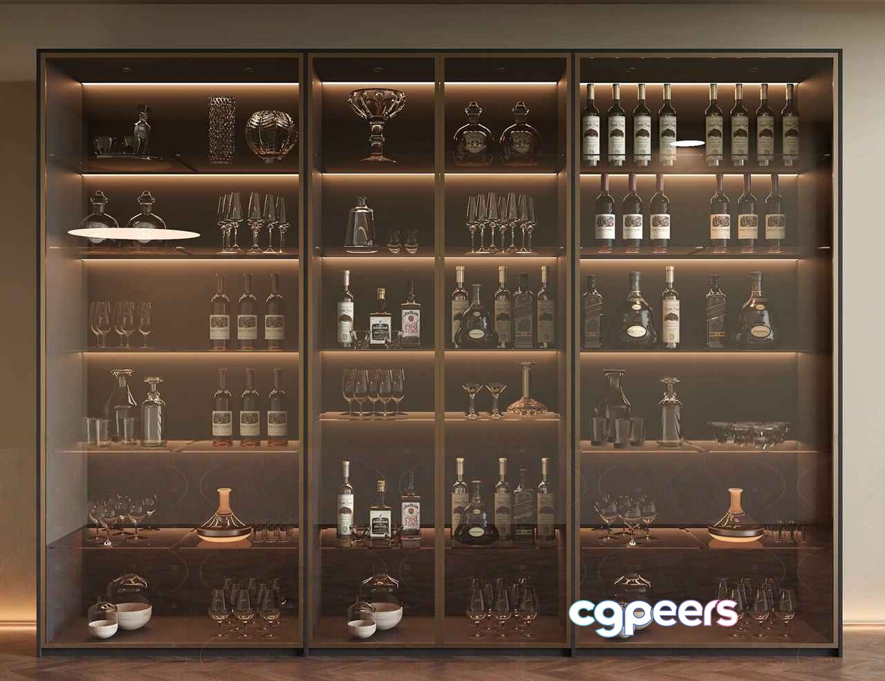 Large Glass Cabinet 3D Model - 9866 - VRAY Render Large Glass Cabinet 3D Model - 9866 - VRAY Render