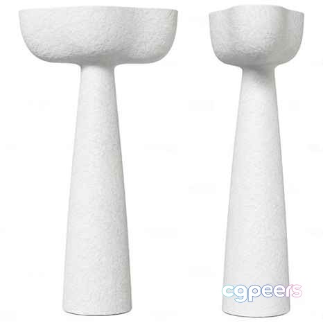 Two White Ceramic Vases 3D Model - 637 - CORONA Render Two White Ceramic Vases 3D Model - 637 - CORONA Render