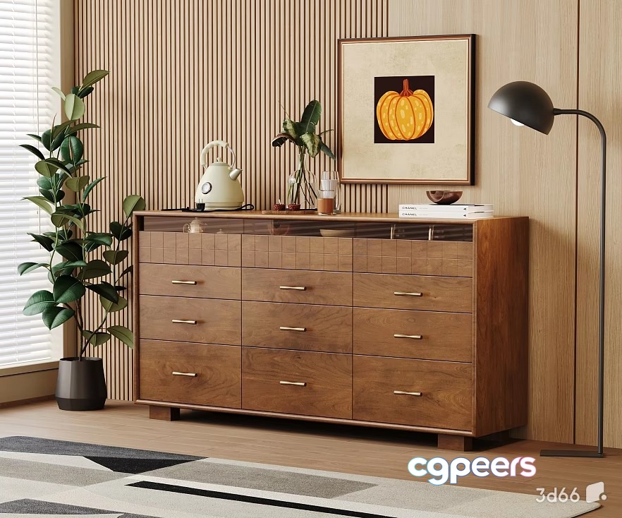 Mid-Century Modern Dresser 3D Model - 20637 - VRAY Render Mid-Century Modern Dresser 3D Model - 20637 - VRAY Render