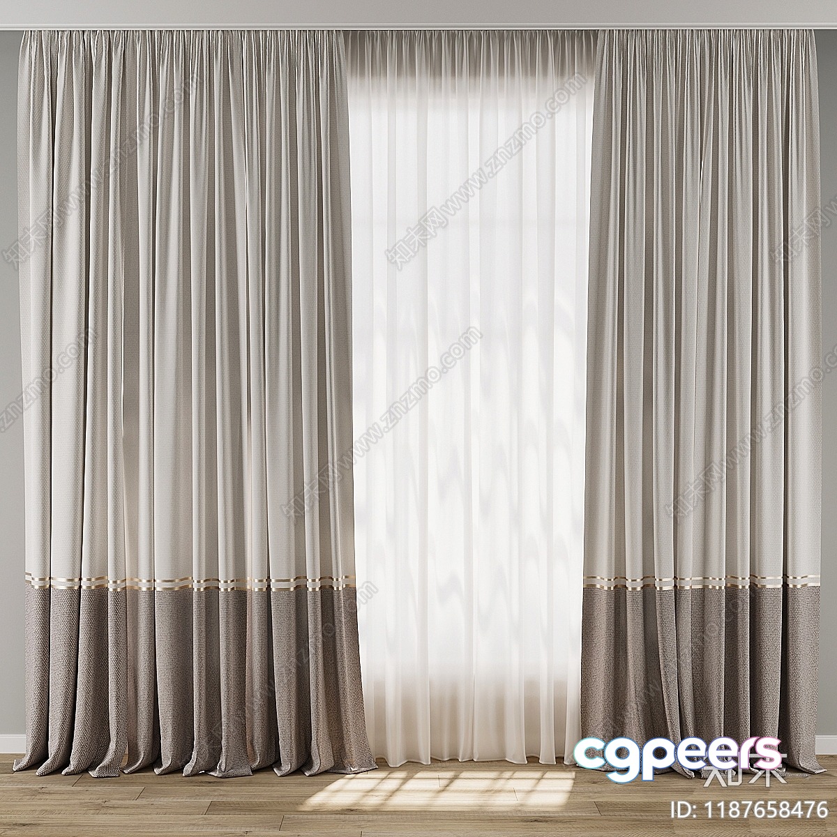 White Curtains 3D Model - 3511 - VRAY Render