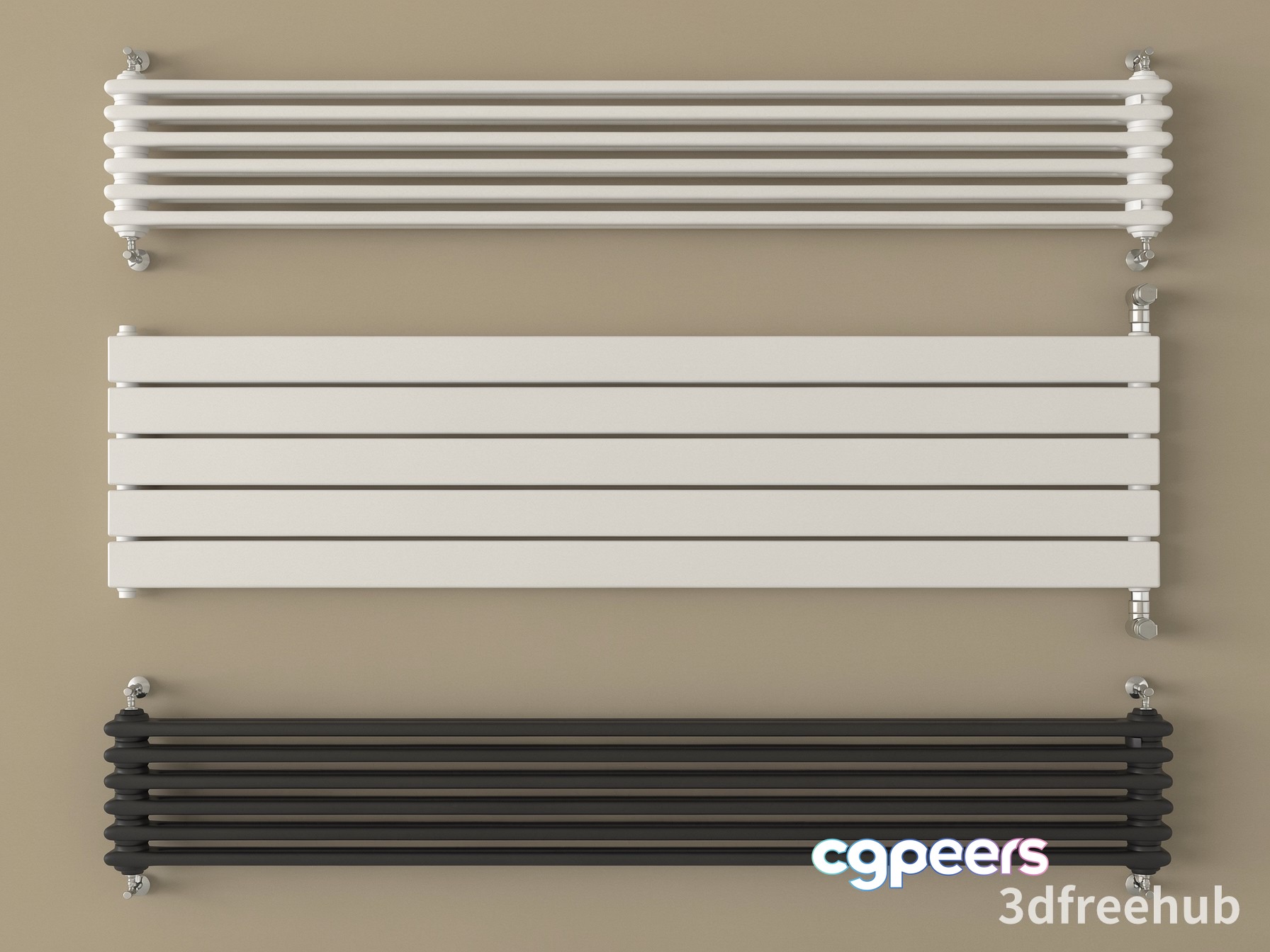 Three Wall-Mounted Radiators 3D Model - 19961 - VRAY Render