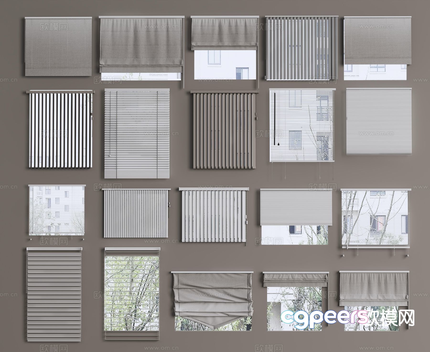 Gray Window Treatments 3D Model - 4266 - VRAY Render