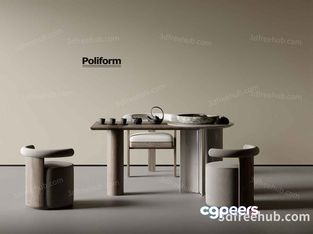 Modern Dining Room 3D Model - 19866 - VRAY Render