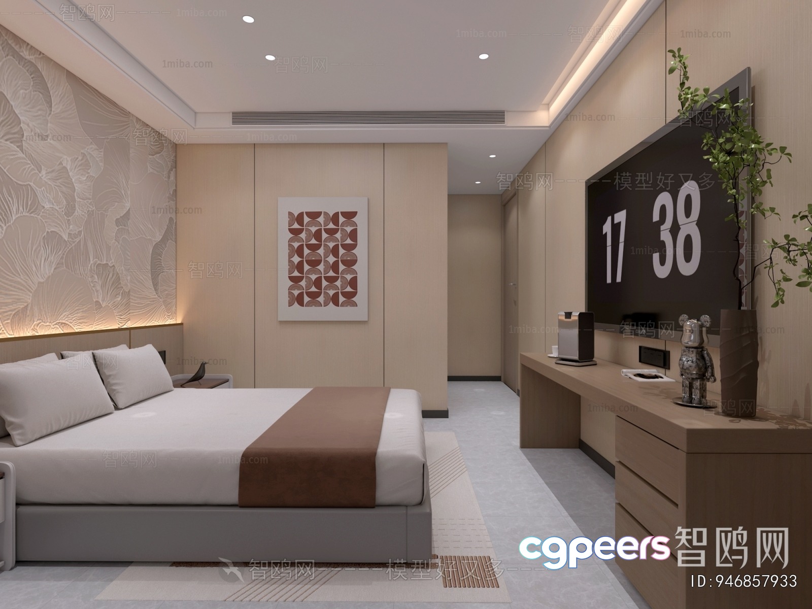 Modern Bedroom 3D Model - 11484 - VRAY Render