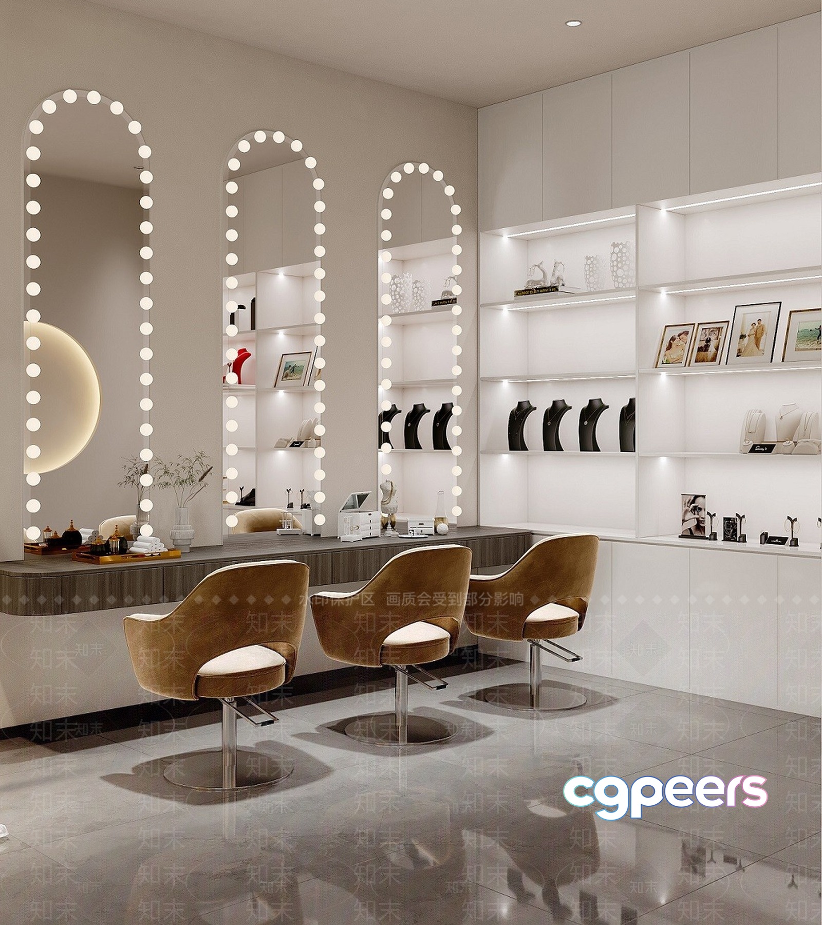 A Modern Salon 3D Model - 4573 - VRAY Render