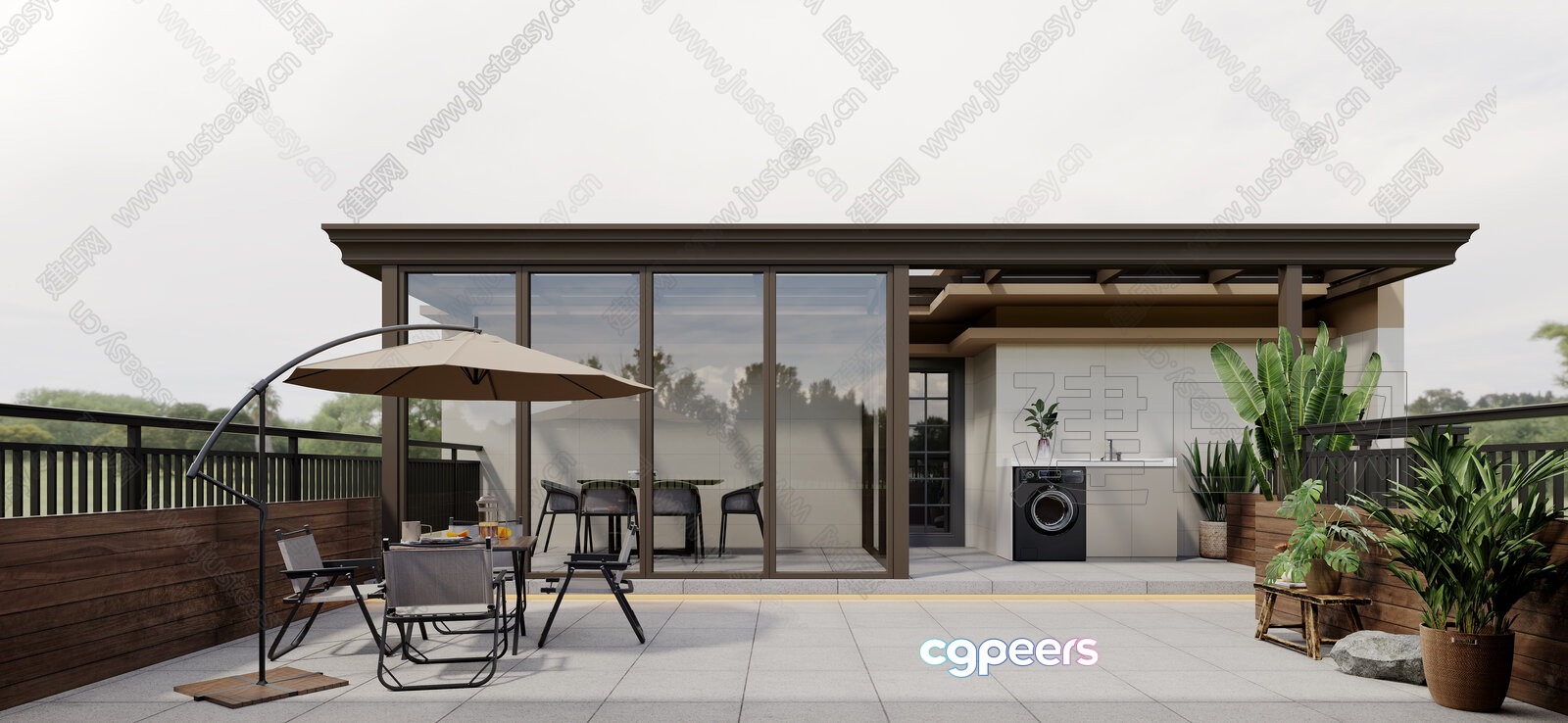 A Modern Outdoor Patio 3D Model - 7820 - VRAY Render A Modern Outdoor Patio 3D Model - 7820 - VRAY Render