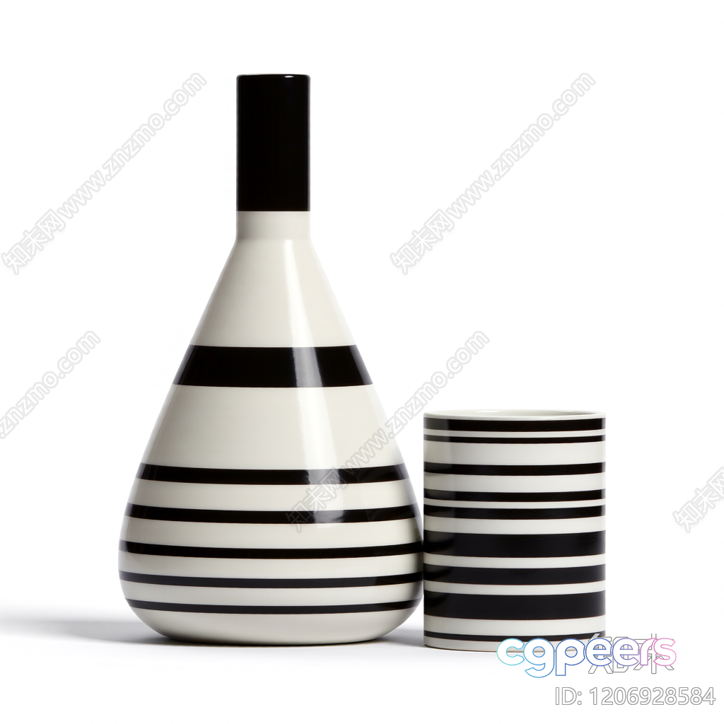 Black And White Striped Vase 3D Model - 8192 - VRAY Render Black And White Striped Vase 3D Model - 8192 - VRAY Render